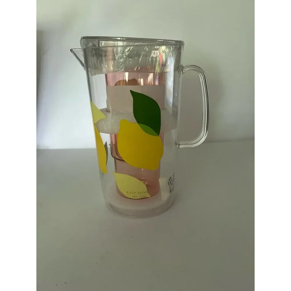 NWB Kate Spade New York Acrylic Lemon 58 oz. Pitcher & Set of 2 12 oz Cups